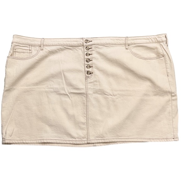 Torrid Mini Skirt Women 30‎ Natural Beige Button Fly Denim Beach Rock Summer - Picture 1 of 9